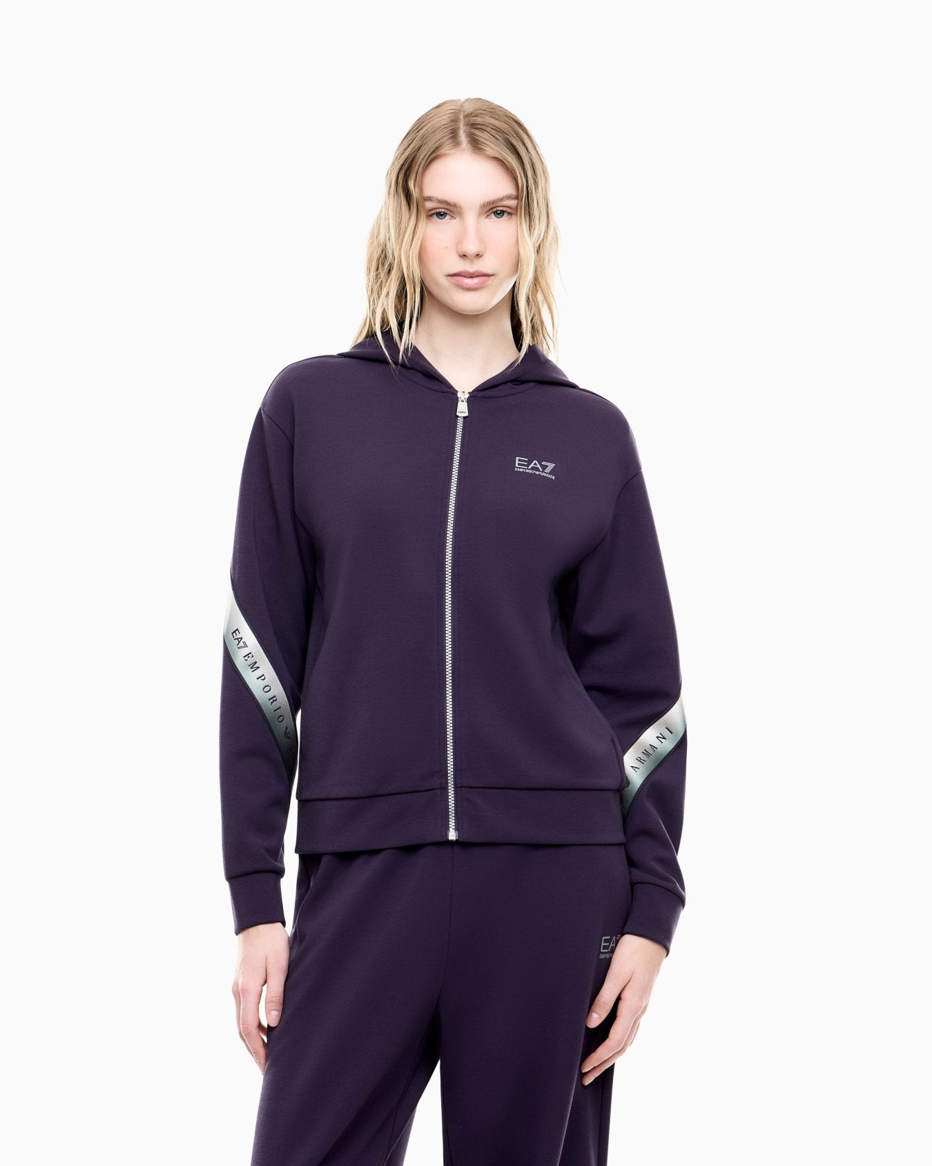 EA7 Emporio Armani Felpa con Cappuccio e Zip 7W001514-UA139 | Donna | Viola