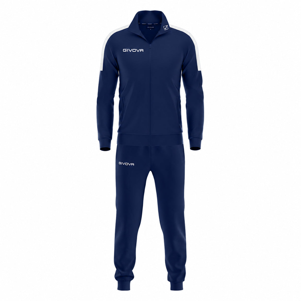 GIVOVA Tuta Sportiva Revolution TR033 in Triacetato Full Zip 2000001063699 – Nero/Navy, Completo Uomo per Allenamento Calcio, Sport e Tempo Libero, Abbigliamento Sportivo