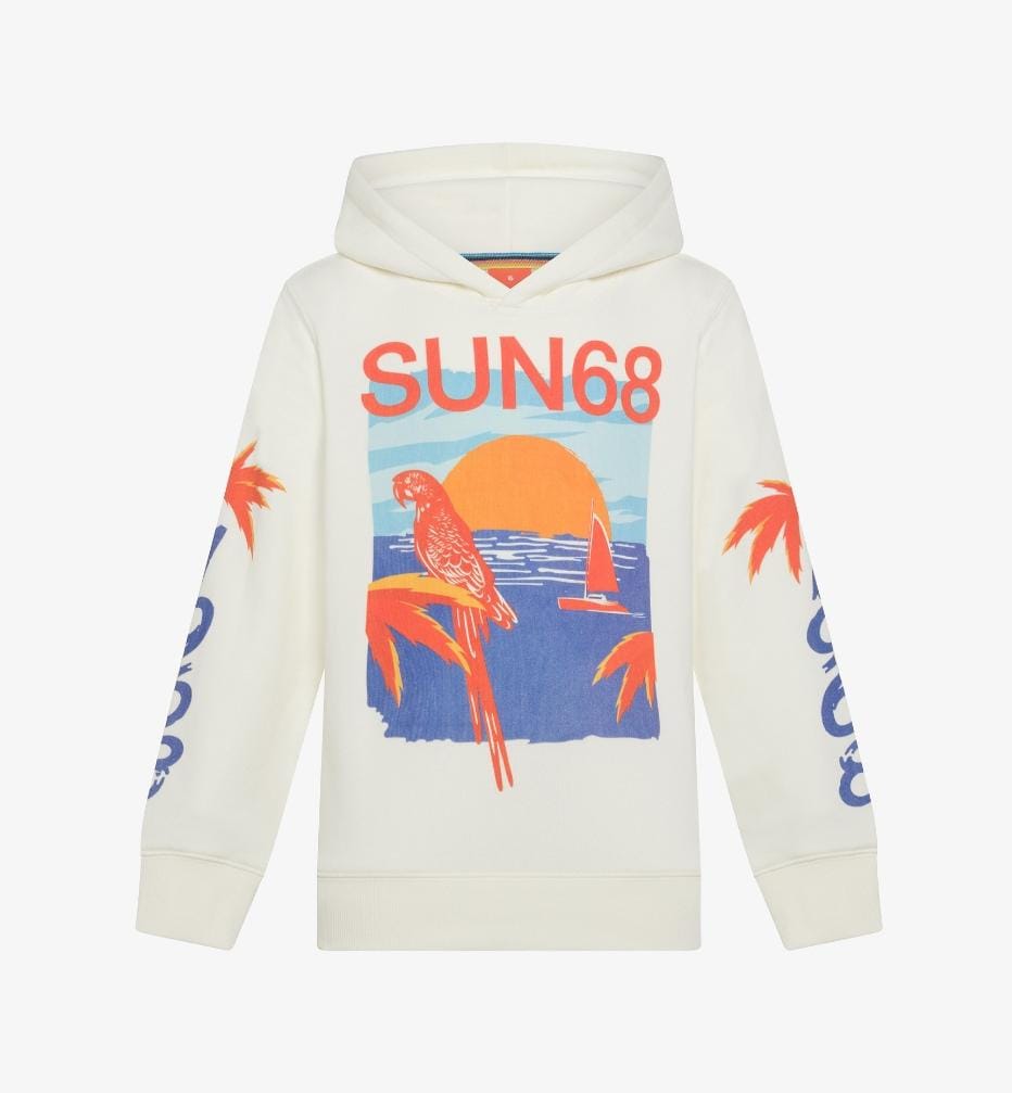 Sun68 BOY'S HOOD COLLECTION BEACH COTT. FL. BIANCO PANNA/ARANCIO F34359-3103