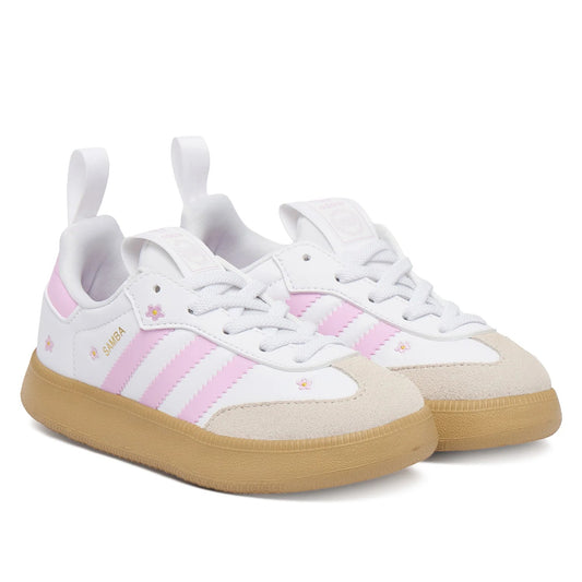 Adidas Samba Quickon K KK0457 – Bianco, sneakers bambine e ragazze in ecopelle, scarpe ragazza per il tempo libero da abbinare a jeans e outfit casual