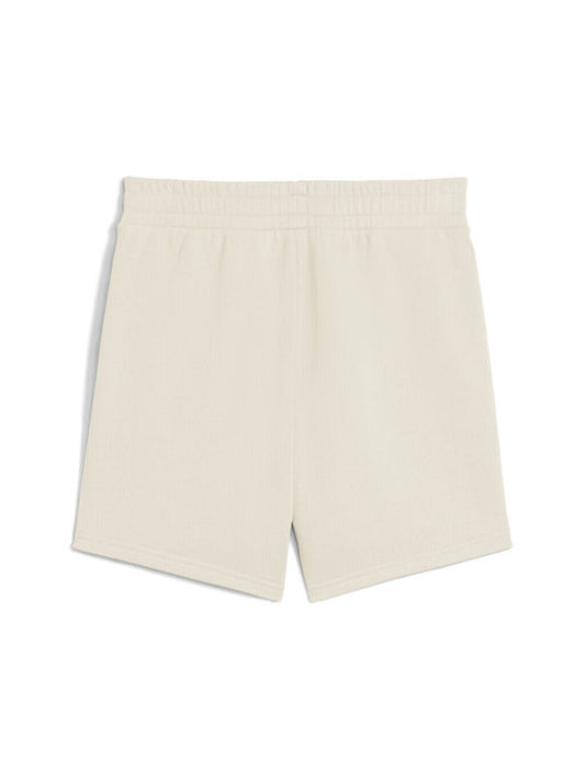 PUMA ESS SCRIPT HIGH-WAIST SHORTS 5" WHITE 684984-87