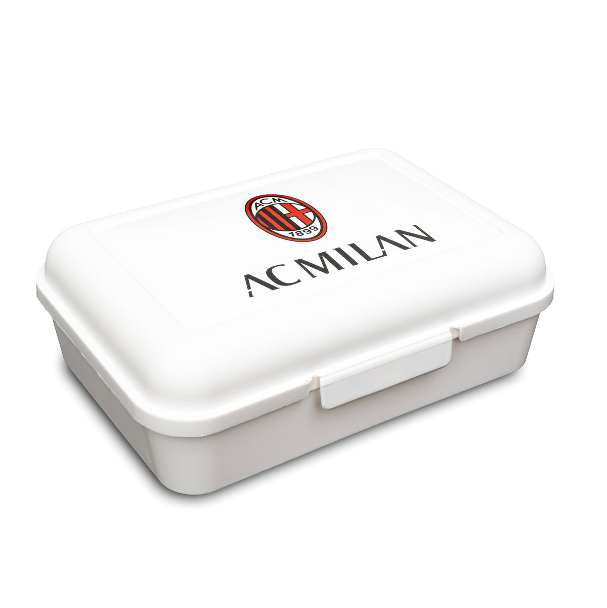 AC Milan Lunch Box MER3 – Bianco, portamerenda in plastica unisex per pranzo e spuntini, accessorio per tifosi milanisti, regalo per amanti del calcio