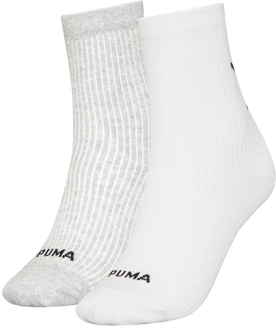 PUMA CAT LOGO RIB SOCK 2P WHITE/GREY MELANGE 701223655-001