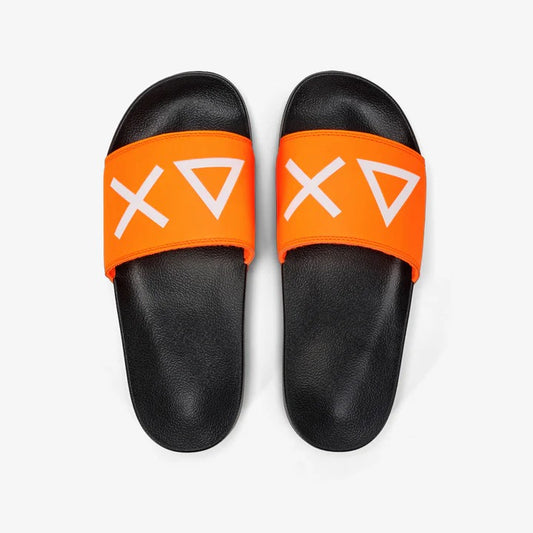 Sun68 BOY'S SLIPPERS LOGO NERO/ARANCIO FLUO X34301-1164