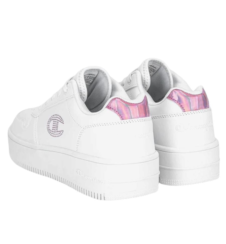 CHAMPION RD18 PLATFORM GLITTER G GS LOW CUT SHOE WHT/PINK S32872-WW010