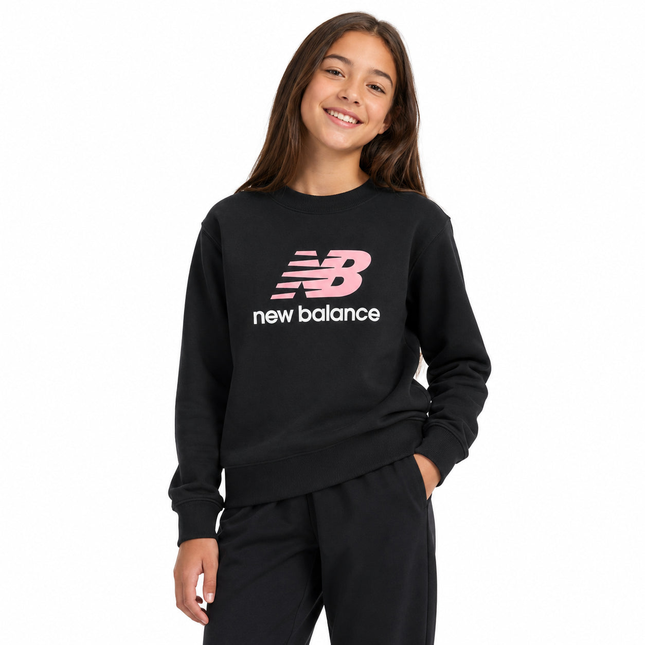 New Balance FT Stacked Logo Crew LAKG0202-BK | Bambina/Ragazza | Nero