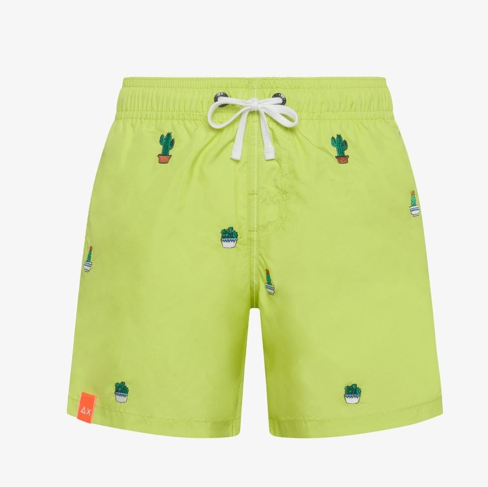 Sun68 BOY'S SWIM PANT SMALL EMBROIDERY LIME H34329-68