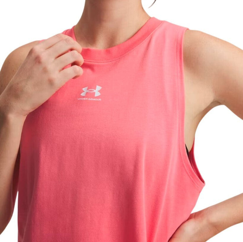 Under Armour Rival Muscle Tank – Canotta donna rosa (Bittersweet Pink) in cotone – 1383659-600