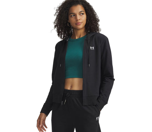 Under Armour Sport Terry FZ – Felpa Full-Zip con Cappuccio Donna Nera