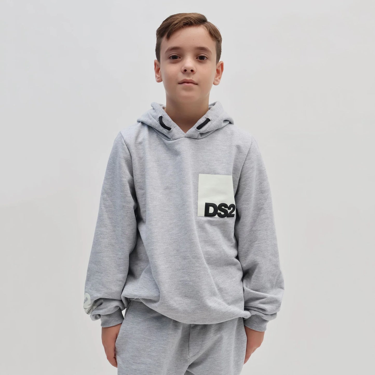 DS2 FELPA CAPPUCCIO 100% COTONE GRIGIO MELANGE FW25K031