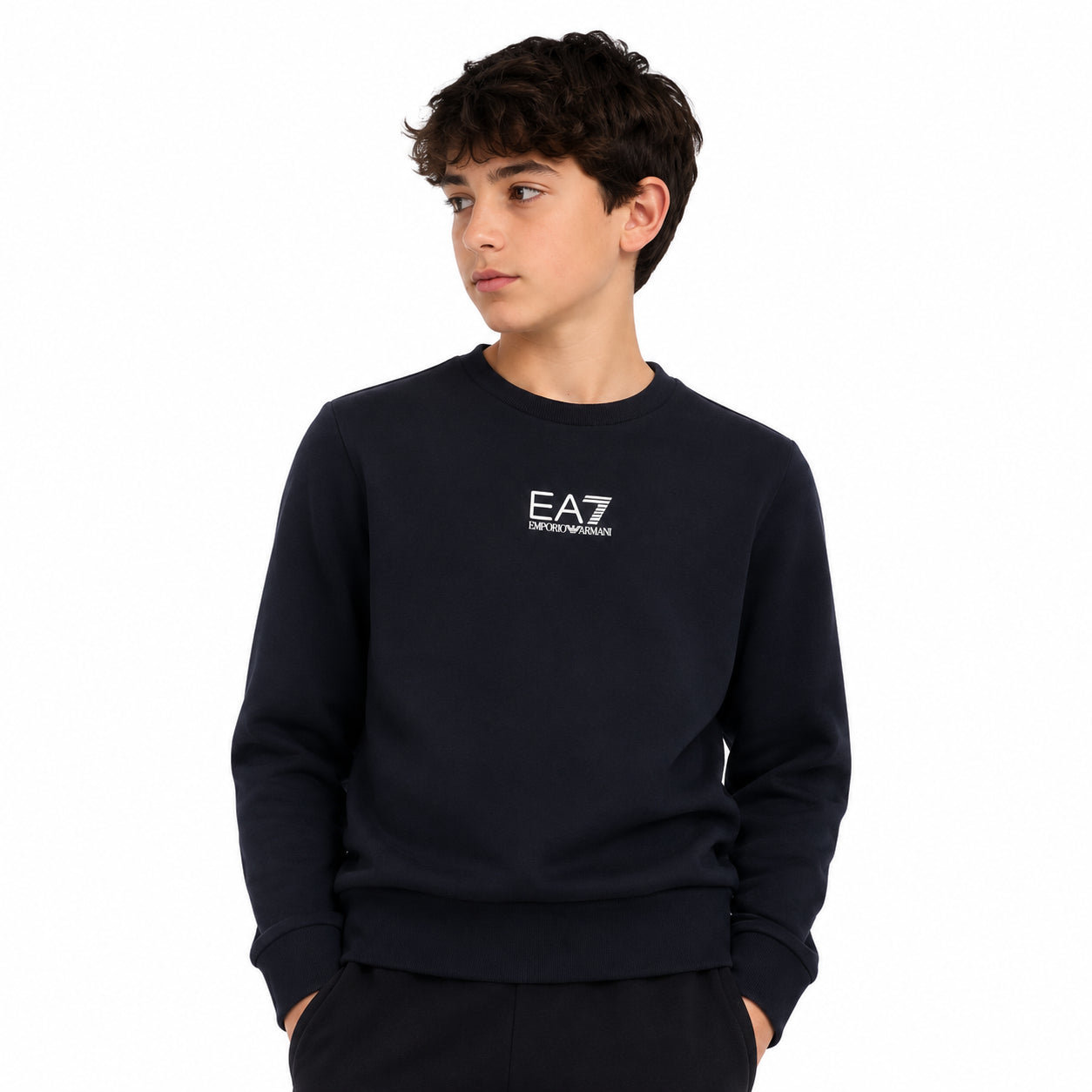 EA7 Felpa nera bambino elegante e confortevole, ideale per uno stile casual 7B000025-UC001