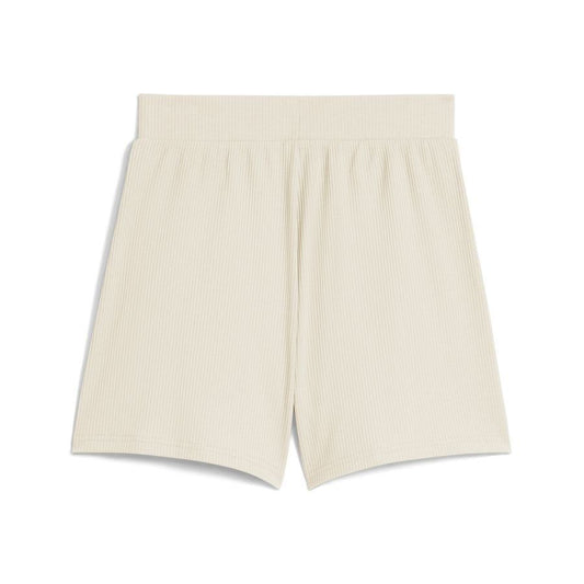 PUMA ESS ELEVATED HIGH-RISE RIB SHORTS 5" WHITE 685026-87