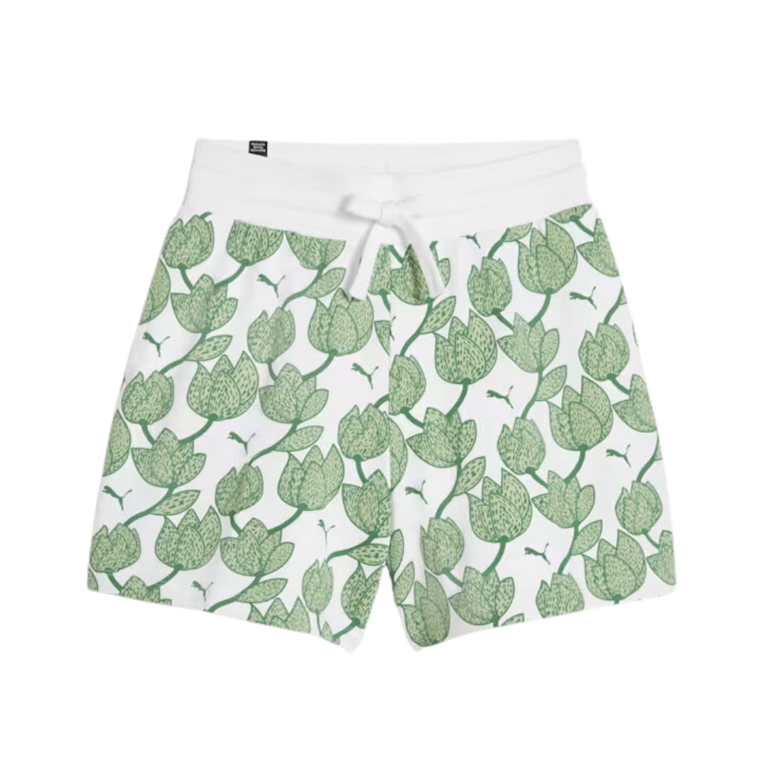 PUMA ESS+ BLOSSOM 5" AOP SHORTS TR ARCHIVE GREEN 679352-86