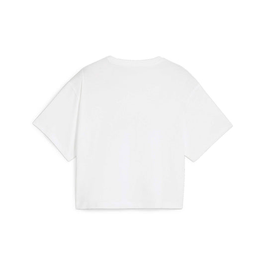 PUMA GIRLS LOGO CROPPED TEE PUMA WHITE-PALE PLUM 845346-83