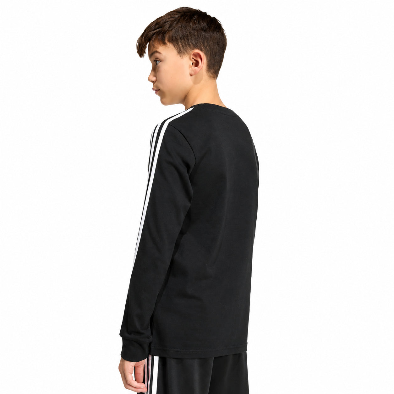 Adidas T-Shirt Bambino 3 Strisce Manica Lunga Nera KR6505