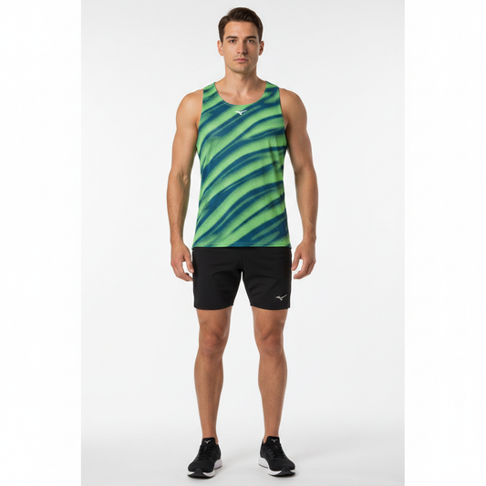 Mizuno Dryaeroflow Graphic Tank J2GAA00933 - Verde indossato