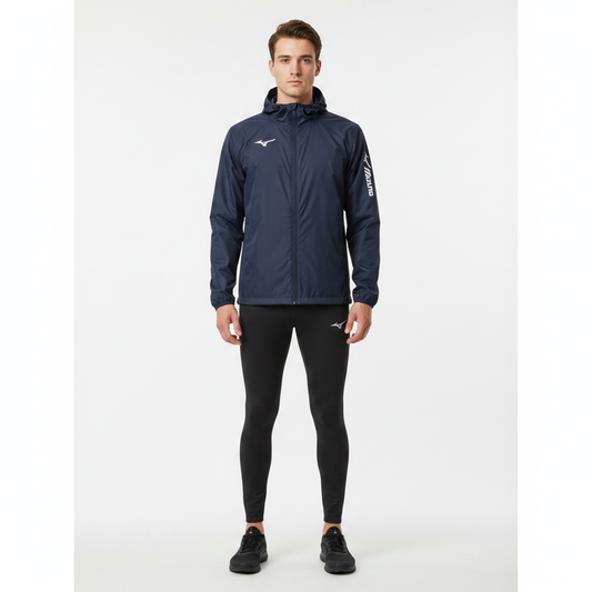 Mizuno Team Sendai TRA Rain Jacket P2EE755014 - Navy indossata