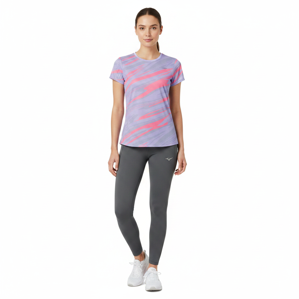 Mizuno Active Dryaero Graphic Tee W J2GAA21069 - Glicine indossata