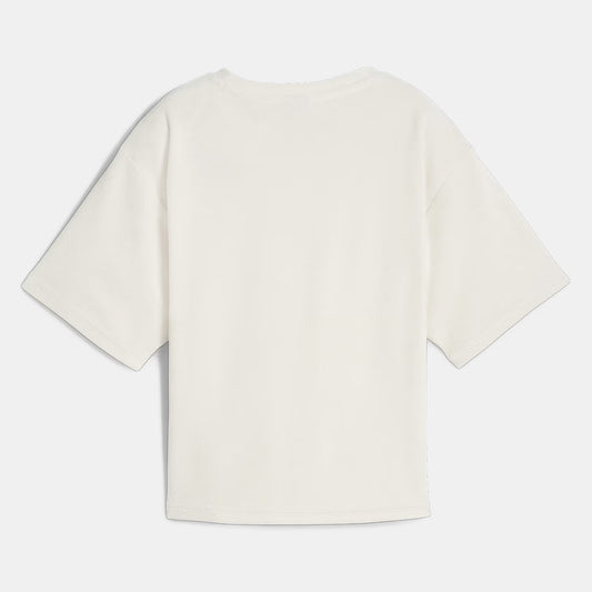 PUMA ESS ELEVATED RELAXED CROPPED TEE ALPINE SNOW 677947-87