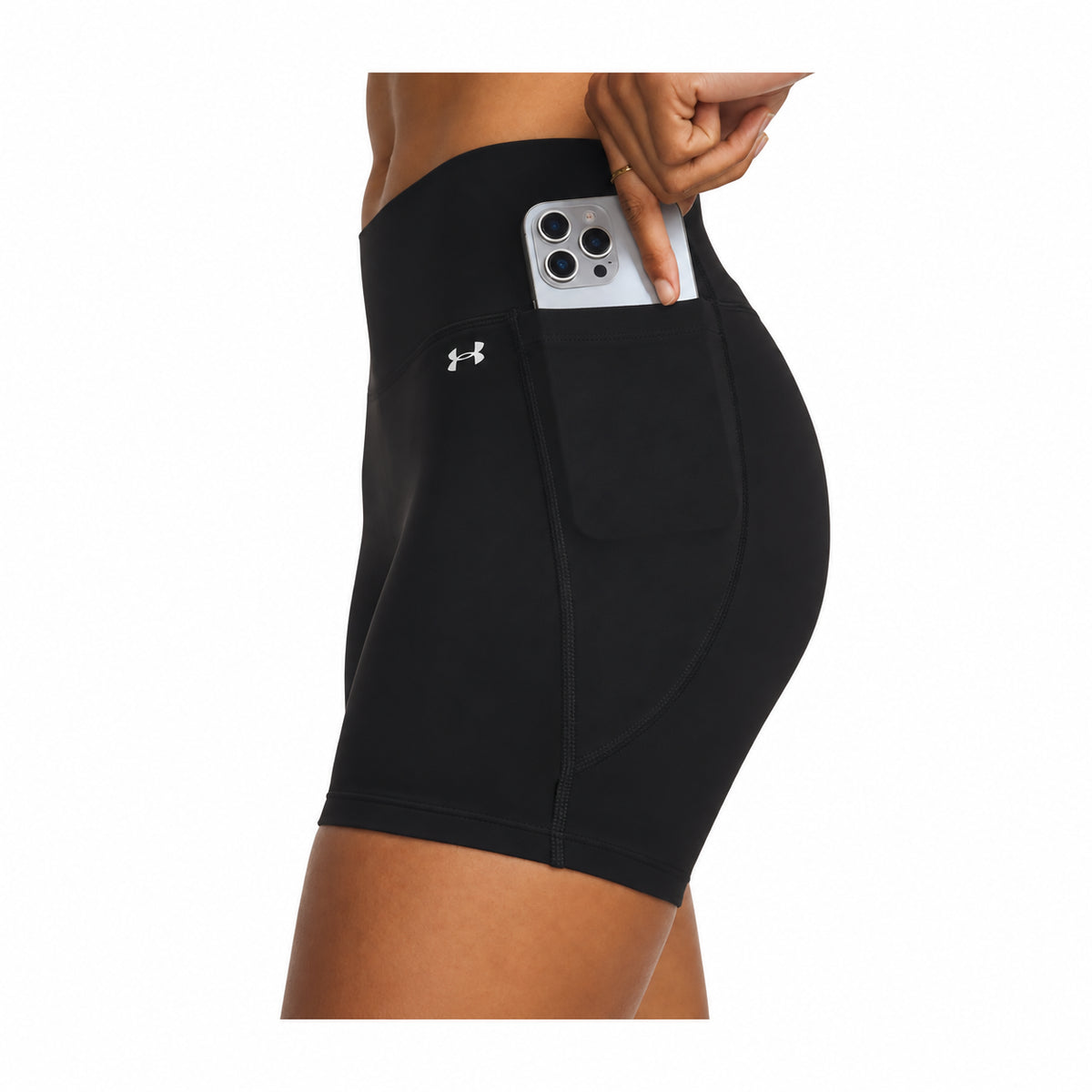 Under Armour Motion Middy 6013790-008 2000001080276 – Pantaloncini Donna Neri in Tessuto Tecnico Traspirante per Sport, Allenamento, Fitness e Tempo Libero, Abbigliamento Sportivo