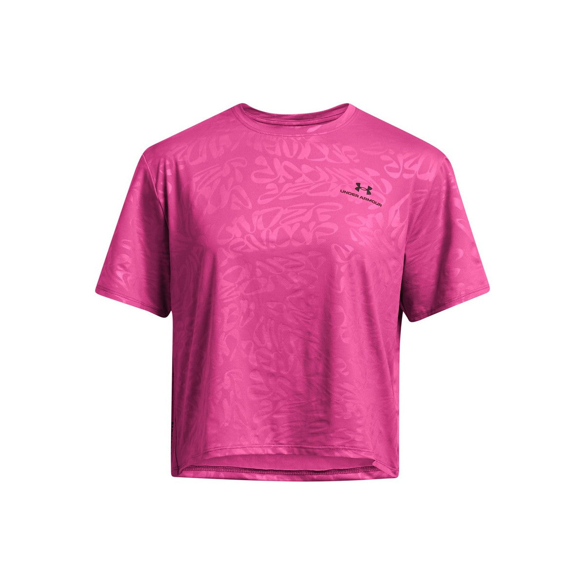 UNDER ARMOUR RUSH ENERGY EMBOSS CROP SS ASTRO PINK 1383640-686