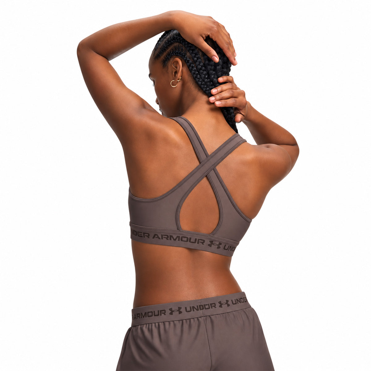 Under Armour Crossback Mid Bra – Reggiseno sportivo donna Peppercorn in poliestere – 1361034-200