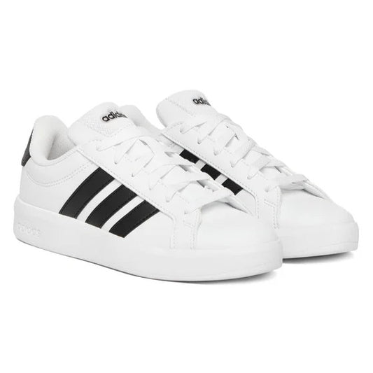 Adidas Grand Court 3.0 Junior JP9365 – Bianco/Nero, scarpe unisex bambino in ecopelle, scarpe bimbo per tempo libero da abbinare a jeans e tute casual