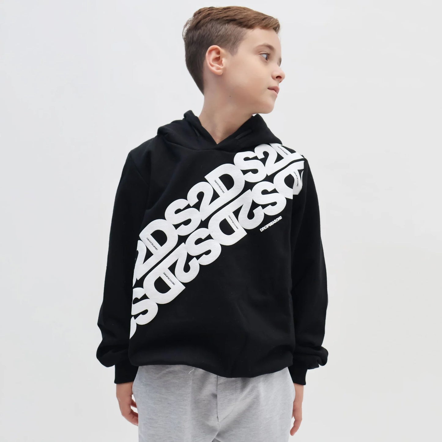 DS2 FELPA CAPPUCCIO 100% COTONE NERO FW25K006