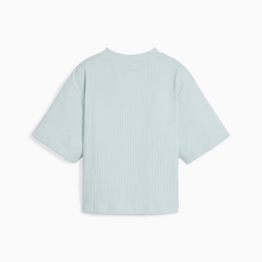 PUMA CLASSICS RIBBED RELAXED MOCK NECK TEE TURQUOISE SURF 624263-22