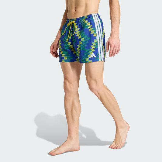 ADIDAS Mens Fotball Inspired Graphic Swim Shorts Yellow KD5346