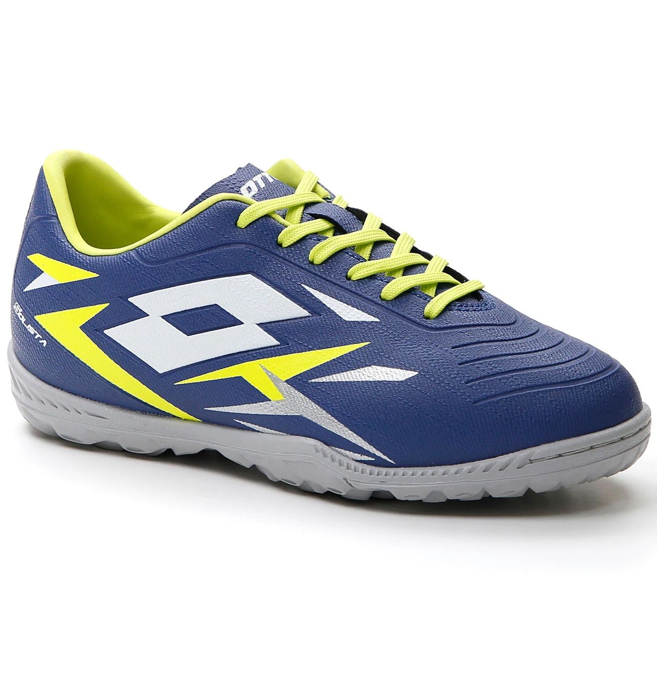Lotto SOLISTA 700 VI TF JR COASTAL FJORD/ALL WHITE/ACACIA GREEN
scarpe calcetto bambini/ragazzi blu elettrico/giallo/bianco 218137-9GM