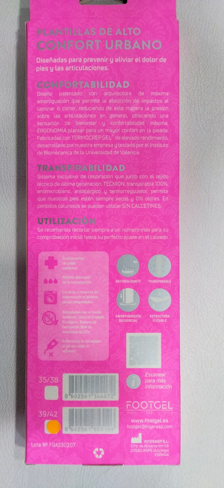 Soletta FOOTGEL Urbana Woman Aloe Vera – Comfort per il Piede Femminile