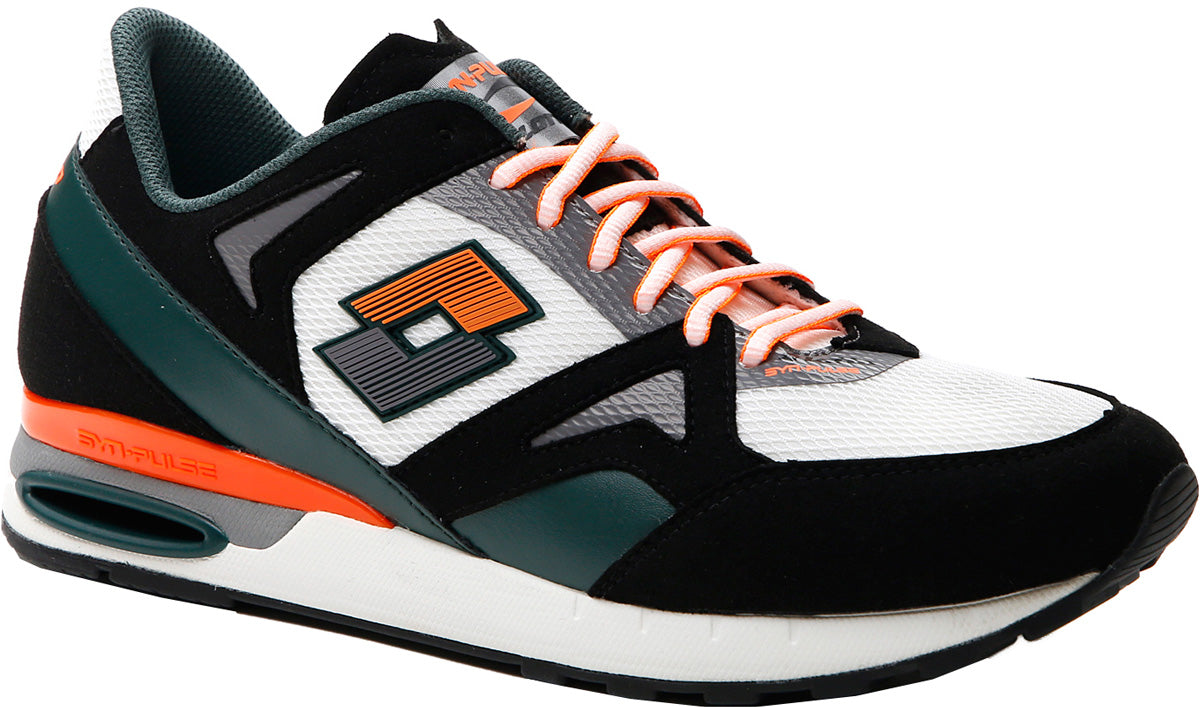Lotto SYNPULSE '93 AMF WHITE/ALL BLACK/TREKKING GREEN scarpe ginnastica passeggio uomo nero/verdone/bianco/arancio 218100-9DQ