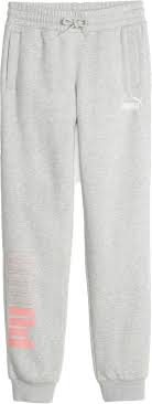 676430-04 PUMA POWER Colorblock Sweatpants FL G Light Gray Heather