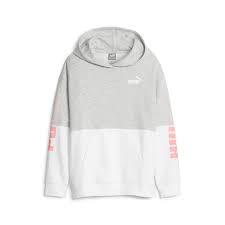 676428-04 PUMA POWER Colorblock Hoodie FL G Light Gray Heather