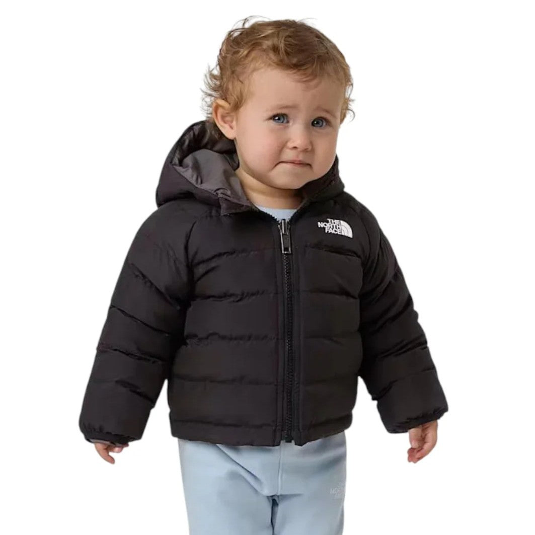 The North Face Baby Reversible Perrito Giacca Imbottita Reversibile con Cappuccio Neonato Nero Grigio TNF Black Smoked Pearl 12-24 Mesi NF0A88W3WOO1
