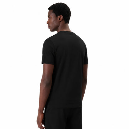 EA7 Maglietta nera a maniche corte con girocollo, dal design semplice e versatile, ideale per un abbigliamento quotidiano comodo e pratico. 7M001412-MC004