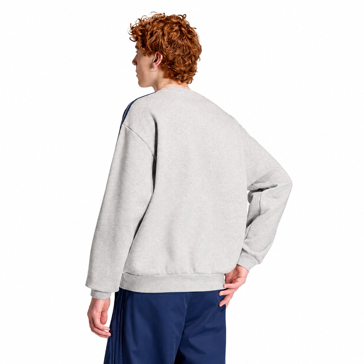 Adidas 3-Stripes Crew – Felpa Uomo Grigio e Navy – foto 3
