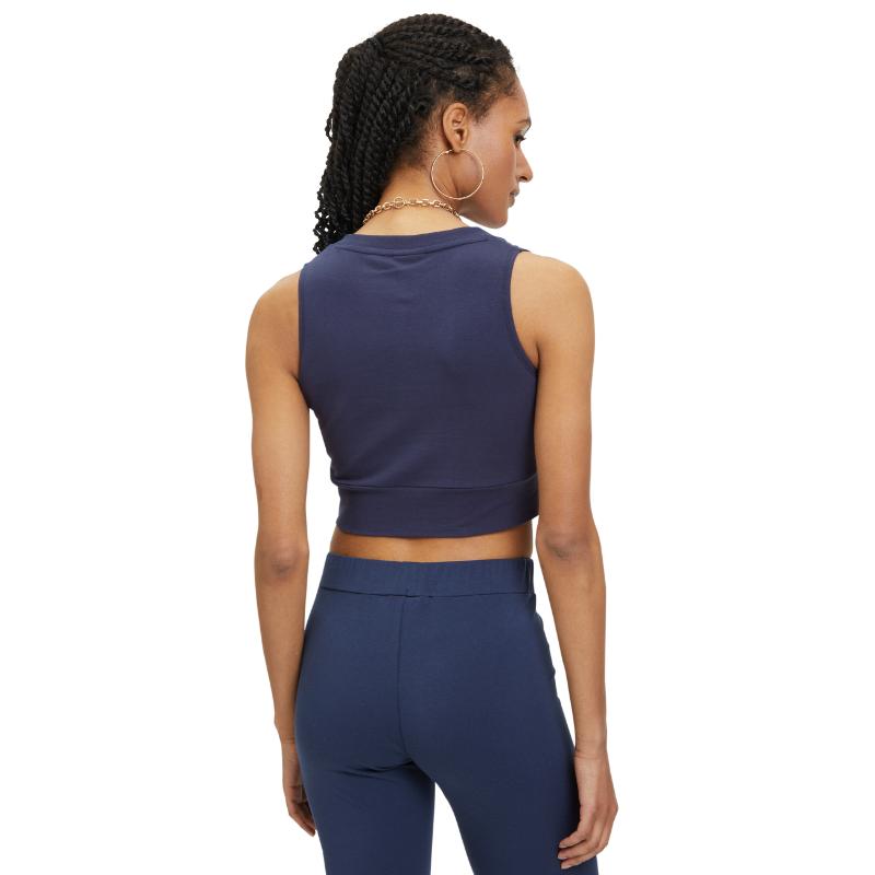 FILA LAIXI CROPPED V-NECK TOP BLACK IRIS FAW0748-50004