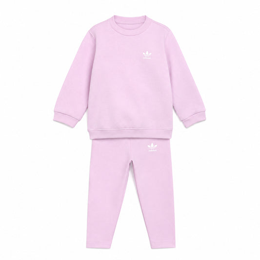 Adidas Tuta Bambina Felpa Girocollo e Pantaloni Rosa KS1259