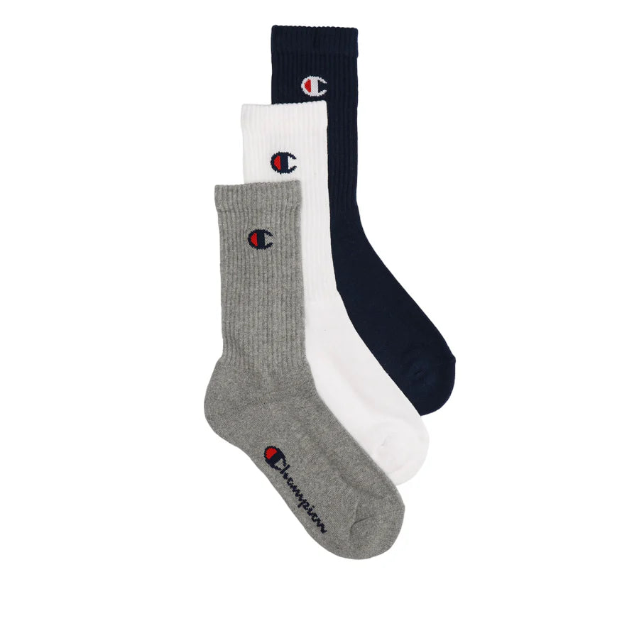 CHAMPION 3PK CREW SOCKS NNY/WHT/OXGM-NS U34578-BS517