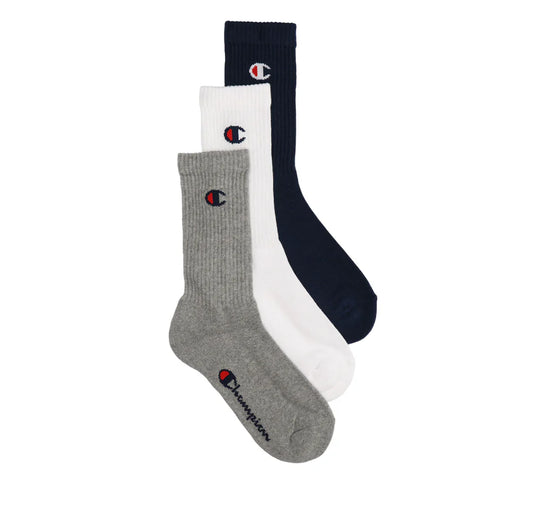 CHAMPION 3PK CREW SOCKS NNY/WHT/OXGM-NS U34578-BS517