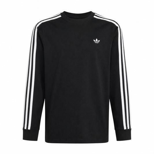 Adidas T-Shirt Bambino 3 Strisce Manica Lunga Nera KR6505