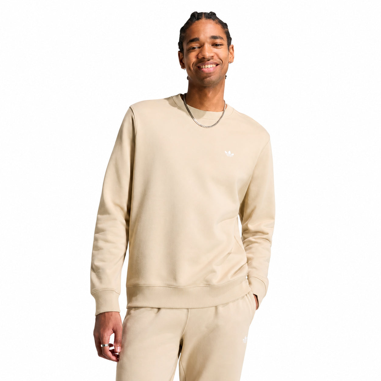 Adidas Essentials Crew French Terry – Felpa Uomo Kaki