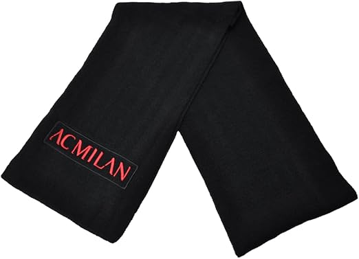 AC Milan Sciarpa 141421 – Nero, sciarpa unisex in poliestere per autunno e inverno, accessorio per tifosi milanisti, regalo per appassionati di calcio