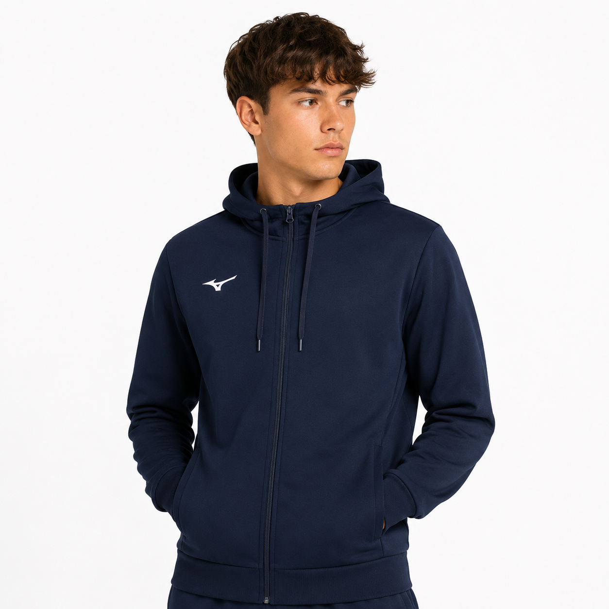 Felpa Sportiva Mizuno Bambino Navy con Cappuccio e Zip