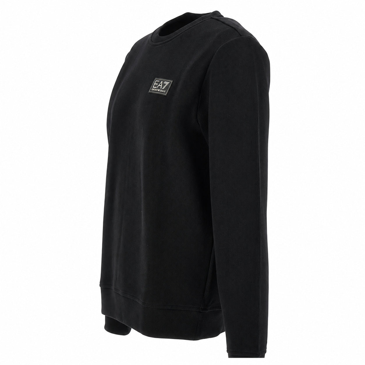 EA7 Felpa uomo nera a girocollo a costine, comoda e versatile per il tempo libero 7M002231-UC001