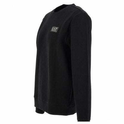 EA7 Felpa uomo nera a girocollo a costine, comoda e versatile per il tempo libero 7M002231-UC001