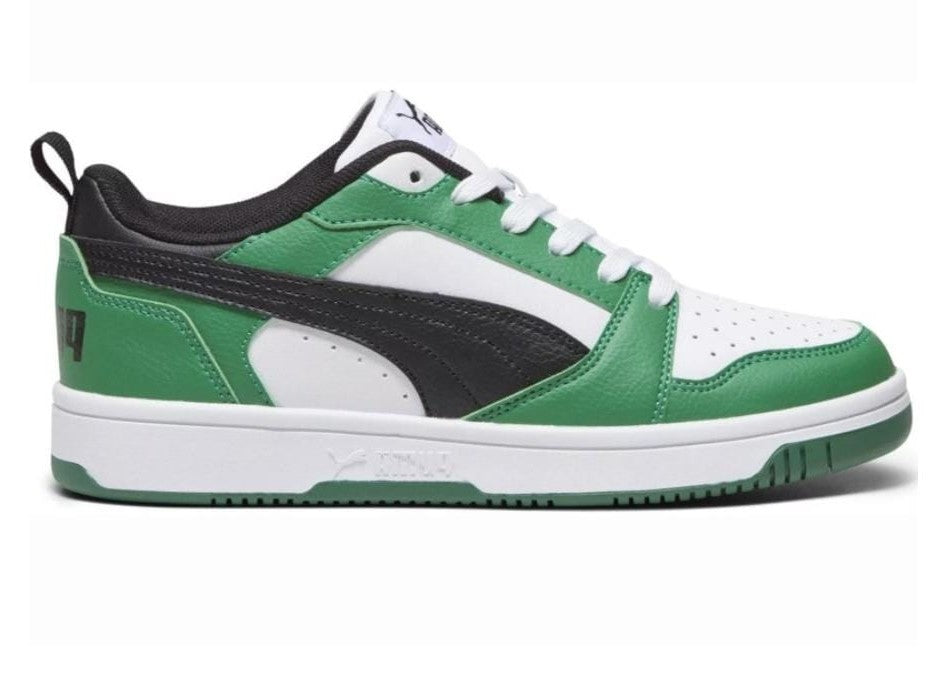 PUMA Puma Rebound V6 Lo Jr White- Black-Archive Green 393833-05