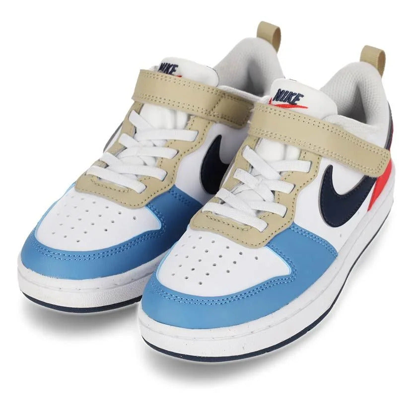 NIKE COURT BOROUGH LOW RECRAFT WHITE/THUNDER BLUE-LT CRIMSON DV5457-124